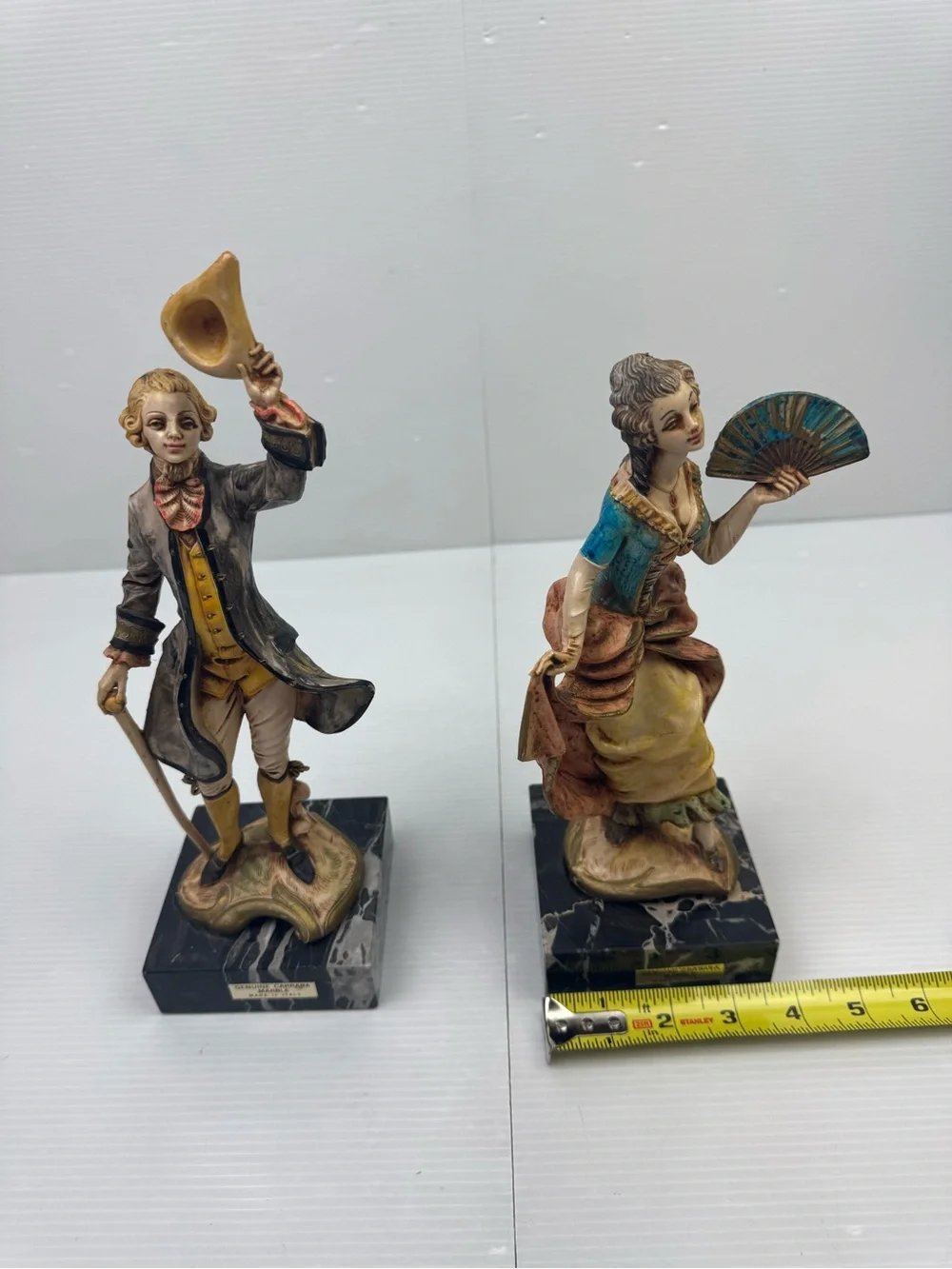 VTG Fontanini Depose Italy Gentleman Lady Figurine Set 177 178 Carrara Marble Ba